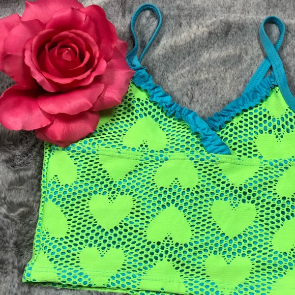 Lemon Kiss Lime Green Heart Print 2-piece size 7 - Picture 4 of 8